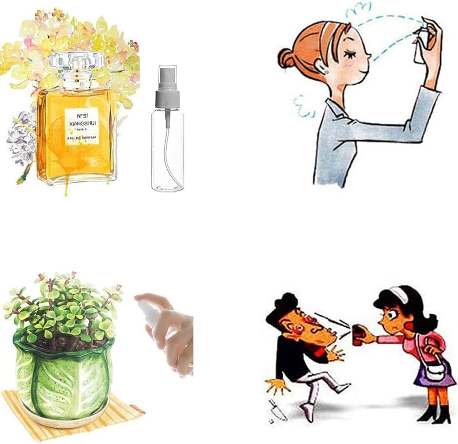 NOOYNOEO Spray Bottle, 4Pcs Small Spray Bottle, Spray Bottle, Mini Spray Bottle, Travel Spray Bottle, Empty Spray Bottle, Travel Makeup Skin Care Cleaning Use(20Ml 50Ml,With Tools) image number 4