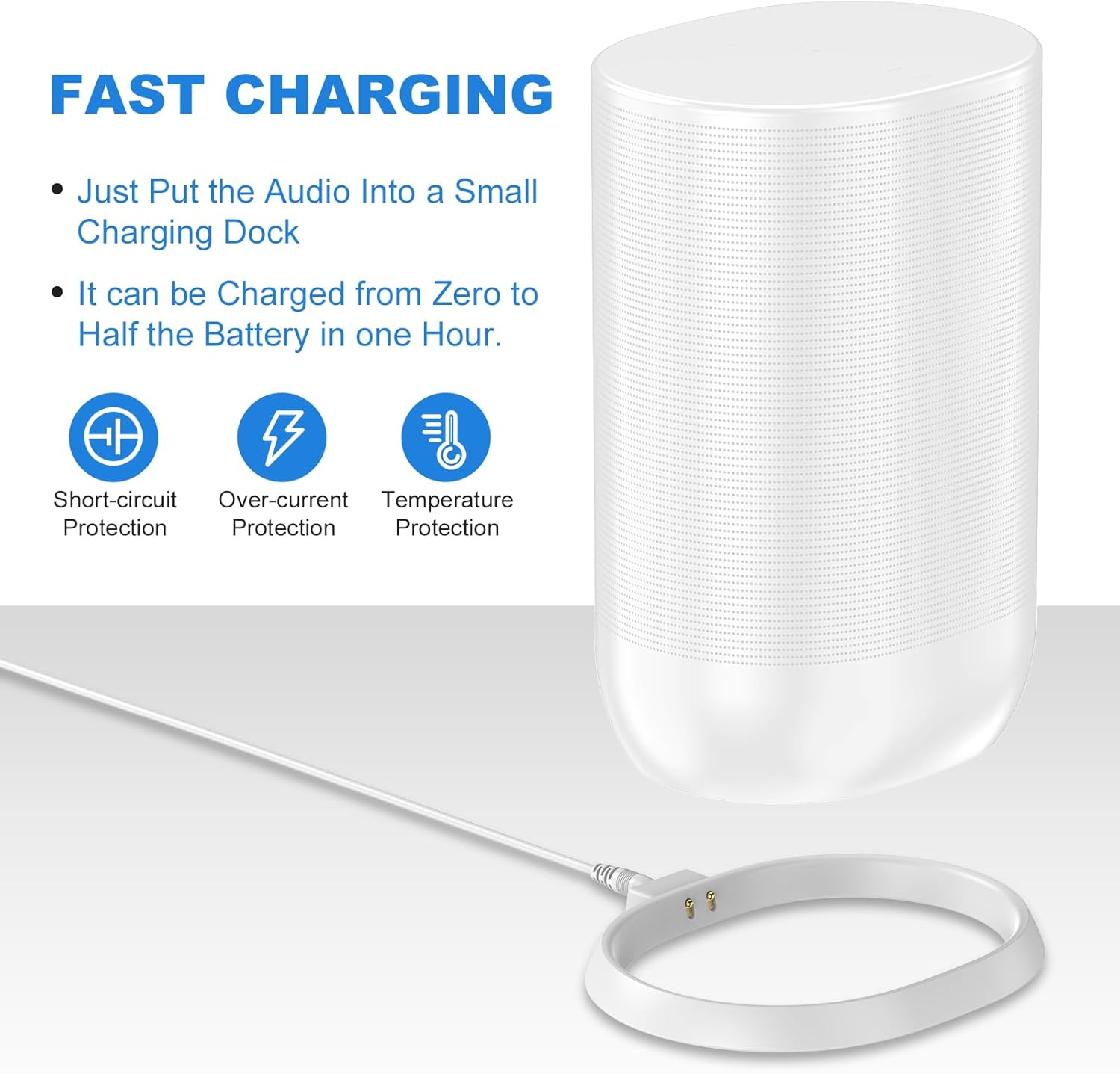 Soarking Charging Base Compatible with Sonos Move with 45 W Detachable Wall Charger 6.6 Feet Cable (White) image number 2