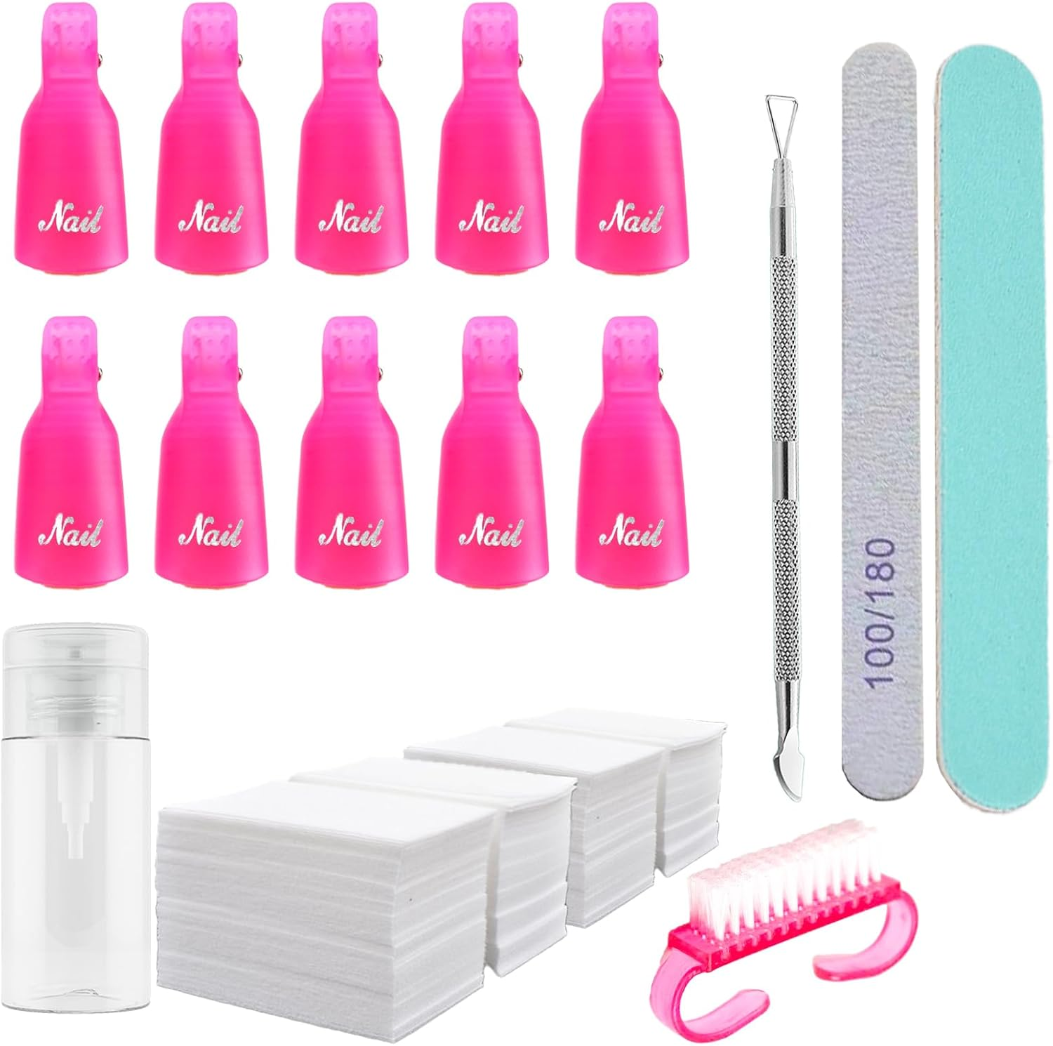 (10 Pcs Pink) Plastic Acrylic Nail Art Soak off Cap Clip UV Gel Polish Remover Wrap Tool Gel Nail Polish Remover Clips for Fingernail Removal Soak off Clips Wrap Cleaner Cap Clip