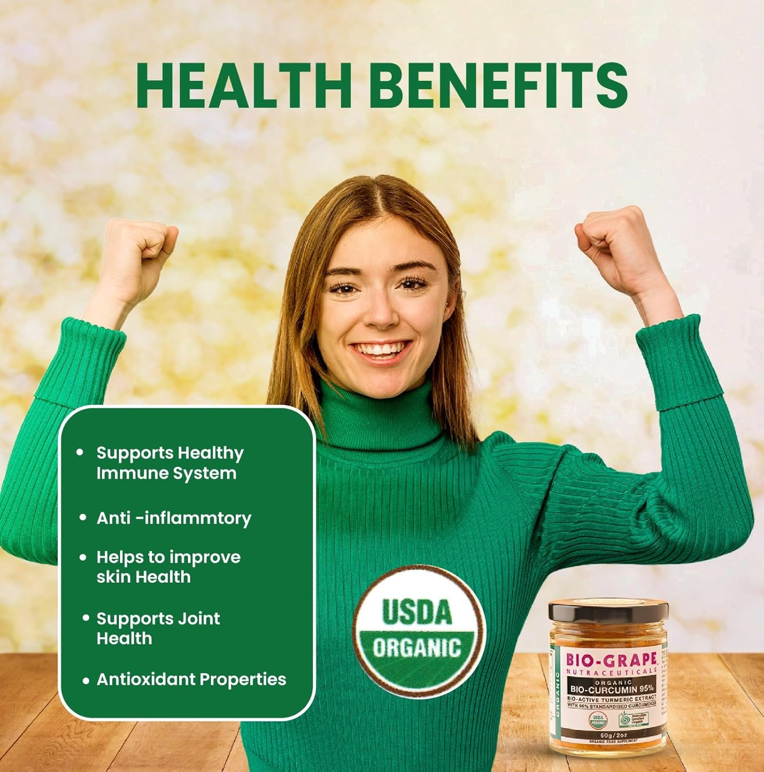 Organic Bio-Curcumin 95% Bio-Active Turmeric Extract ANTIOXIDANT Rich 60G image number 1