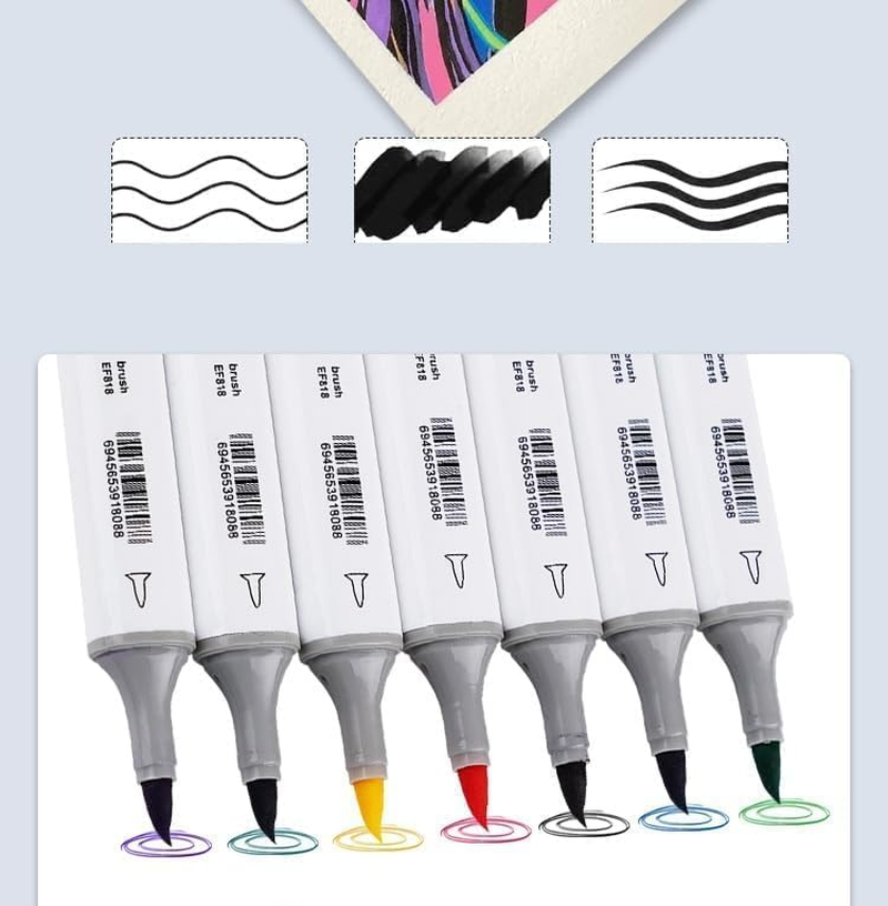 Alcohol-Based Art Markers Brush Tip: for Boys and Girls Artists Adults Coloring Drawing Sketch Animation Design - Brush Chisel Dual Tip - 60 Colors with Marker Pen Bag image number 2