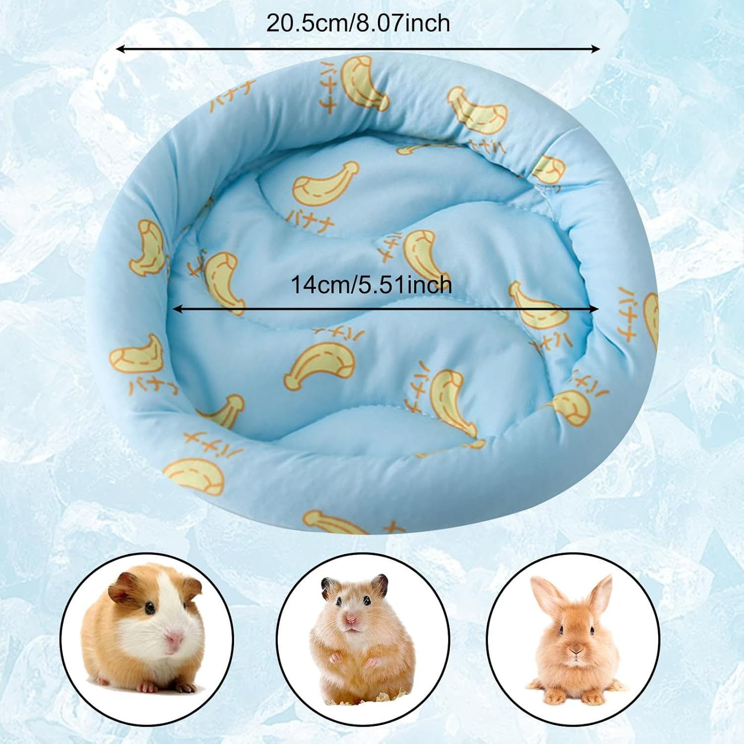 KASESSS Small Pet Cooling Mat, Small Animal Cool Mat, round Cooling Pads, Ice Pet Cool Mat, 20.5Cm Diameter Summer Ice Silk Sleeping Bed Pad for Rabbit Bunny Hamster Guinea Pigs, Lightweight, Blue