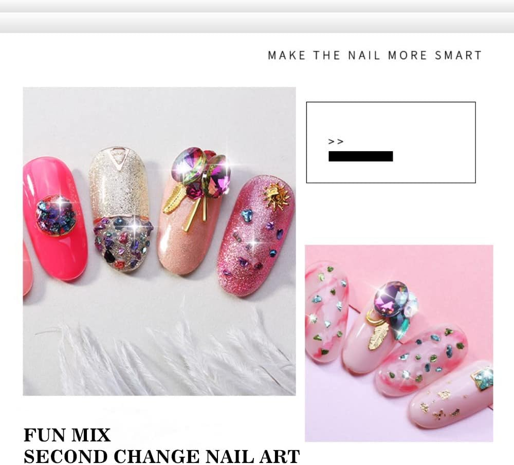 Ginojex DIY Manicure Art Design 3D Nail Charms Mixed-Style Pink Crystal Rhinestone Star Moon Metal Rivet Nail Decoration image number 2