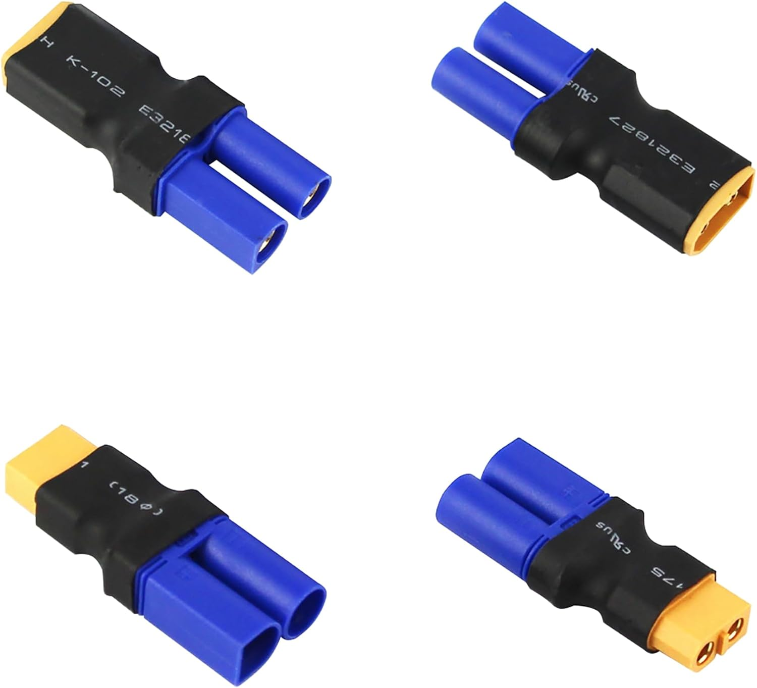 Tunghey 4Pack XT60 to EC5 Male Female Adapter, XT60 to Male Female EC5 Connector Adapter No Wires RC Lipo Battery Connectors image number 1