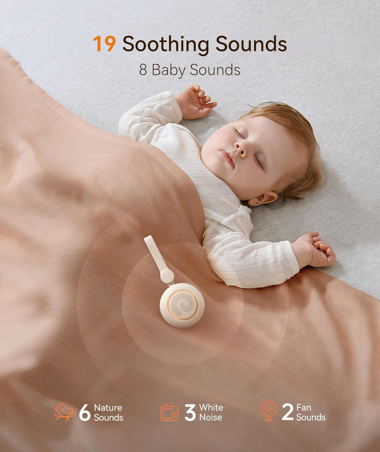 Dreamegg Portable White Noise Machine Baby - Sound Machine for Baby, 19 Soothing Sounds, Night Light, Timer, Memory, White Noise Machine for Baby Stroller Car Seat, Baby Sleep Soother for Travel Gift image number 5