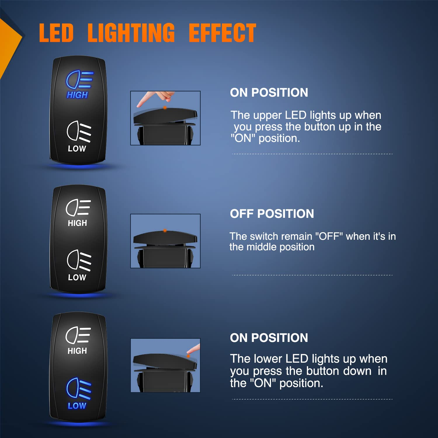 Nilight HIGH/LOW Rocker Switch Toggle on off on Switch DPDT 7Pin 12V 24V Switch Jumper Wires Winch Pump Switch for Cars Trucks Caravans Boats RV SUV ATV UTV