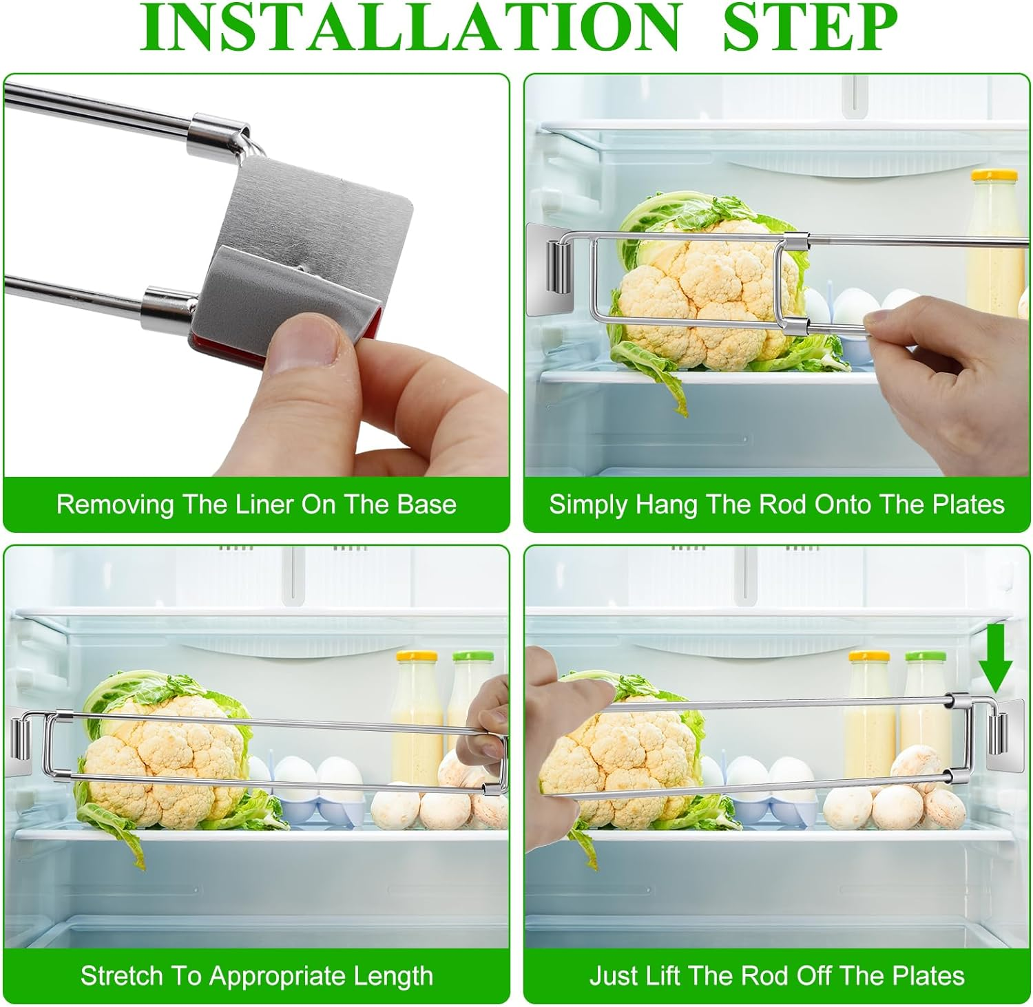 2 Pcs Rv Refrigerator Bars 12.44"-22.63" Adjustable Stainless Steel RV Fridge Tension Rods Refrigerator Accessories Extendable Food and Drink Stabilizers Prevent Messy Spills during Travel image number 4