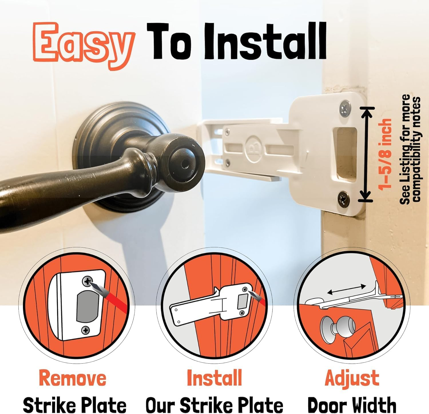 1PCS Lexziuo Door Buddy Prop for Cats & Dogs &ndash; Adjustable Strap Latch to Keep Pets Out, Dog Proof Litter Box & Cat Feeding Station image number 3