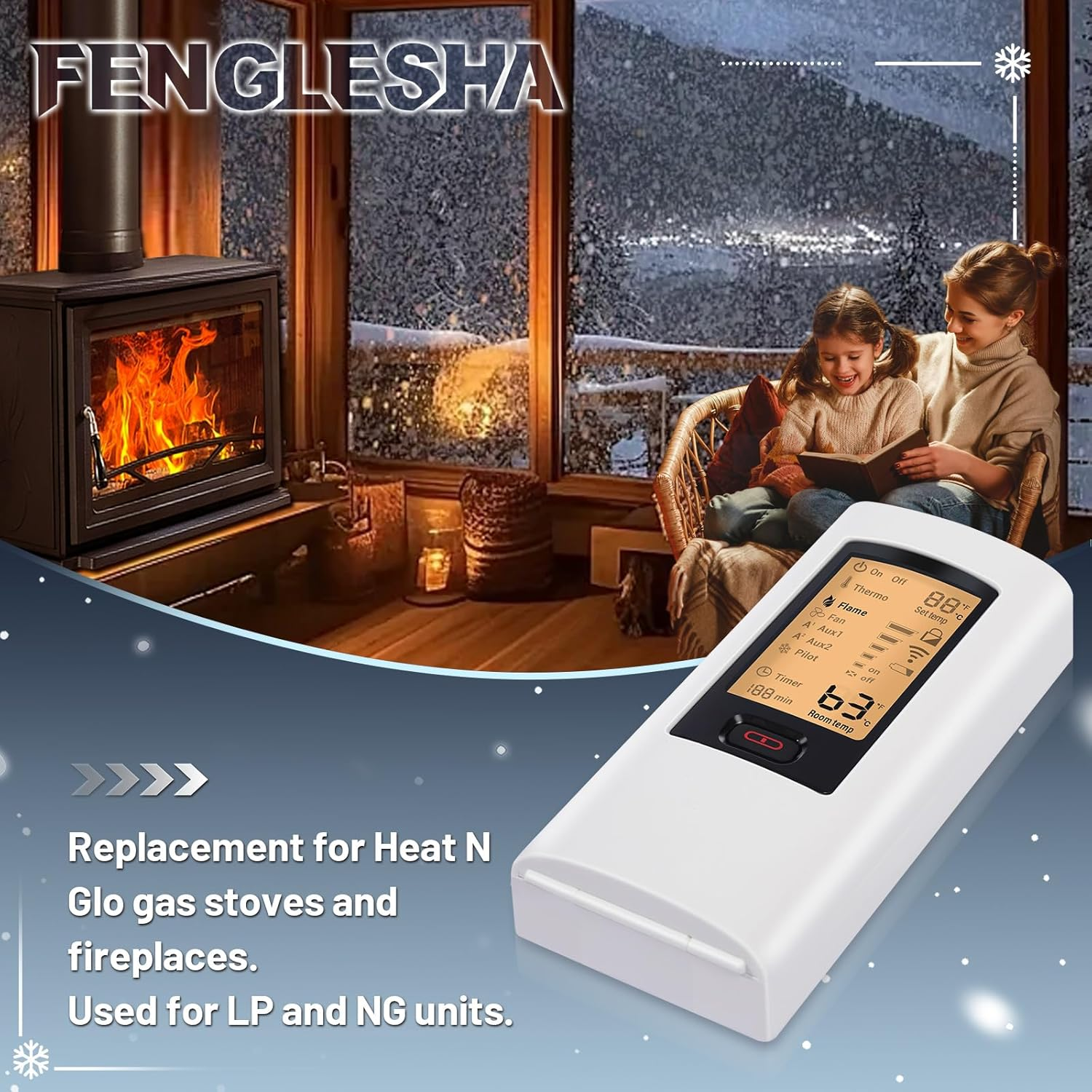 Fenglesha 2166-330 Fireplace Remote Control Transmitter for RC300 Replacement for Heat N Glo Gas Stoves and Fireplaces Remote Control image number 1
