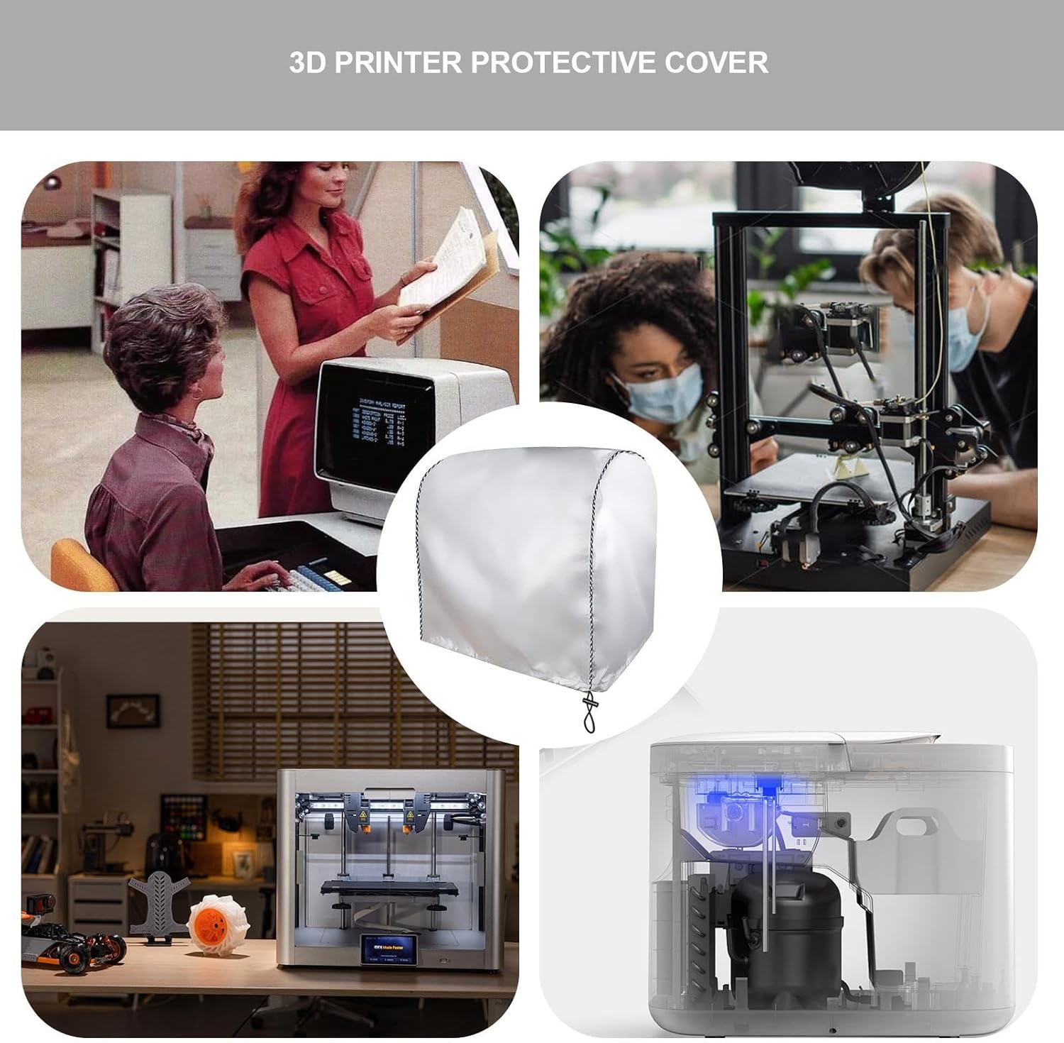 3D Printer Cover | Dust-Proof Case - Dust-Proof Protector Waterproof 3D Printer Accessories for Water Stains Oil Marks Maintenance Electronics Workshop Workplace Home