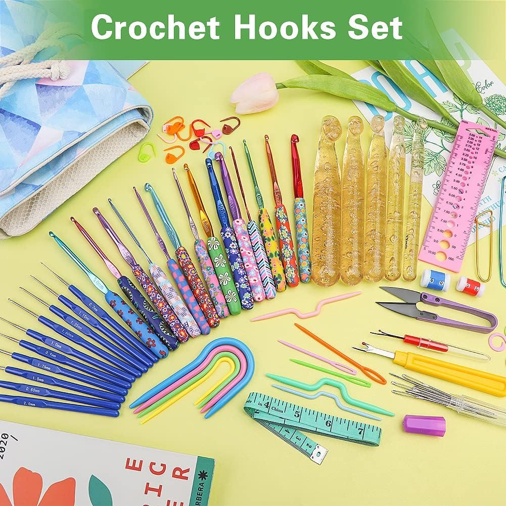 Zlulary 116 PCS Crochet Hooks Sets, Ergonomic Crochet Hooks Kits with Storage Bag and Crochet Needle Accessories, DIY Crochet Needles Kit for Beginners and Experienced Crochet Hook Lovers image number 3