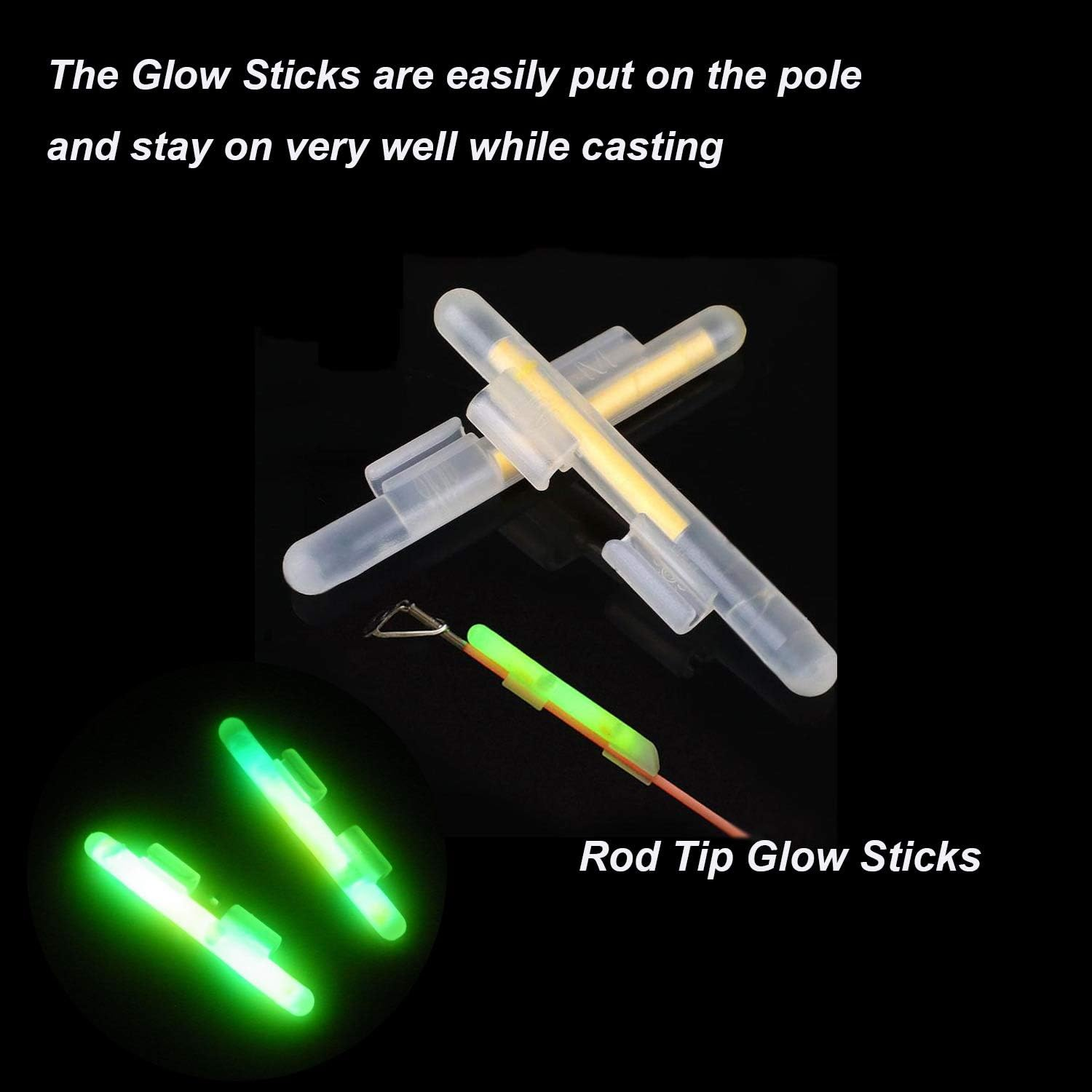 THKFISH Fishing Glow Sticks Rod Tip Glow Sticks Fishing Rod Floats Glow Stick Fishing Rod Night Fishing Light Fishing Green Fluorescent Light 100Pcs(50Bags) #M #L #XL image number 5