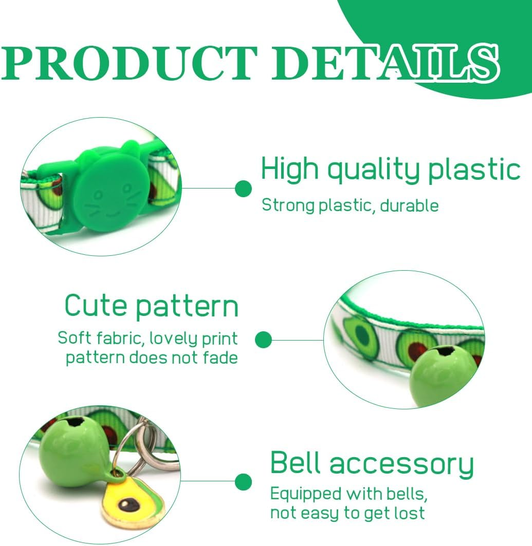 Set of 4 Adjustable Cat Collars, Cat Collar with Safety Clasp and Bell, Cat Collars, Quick Release Kitten Collar with Bell image number 3