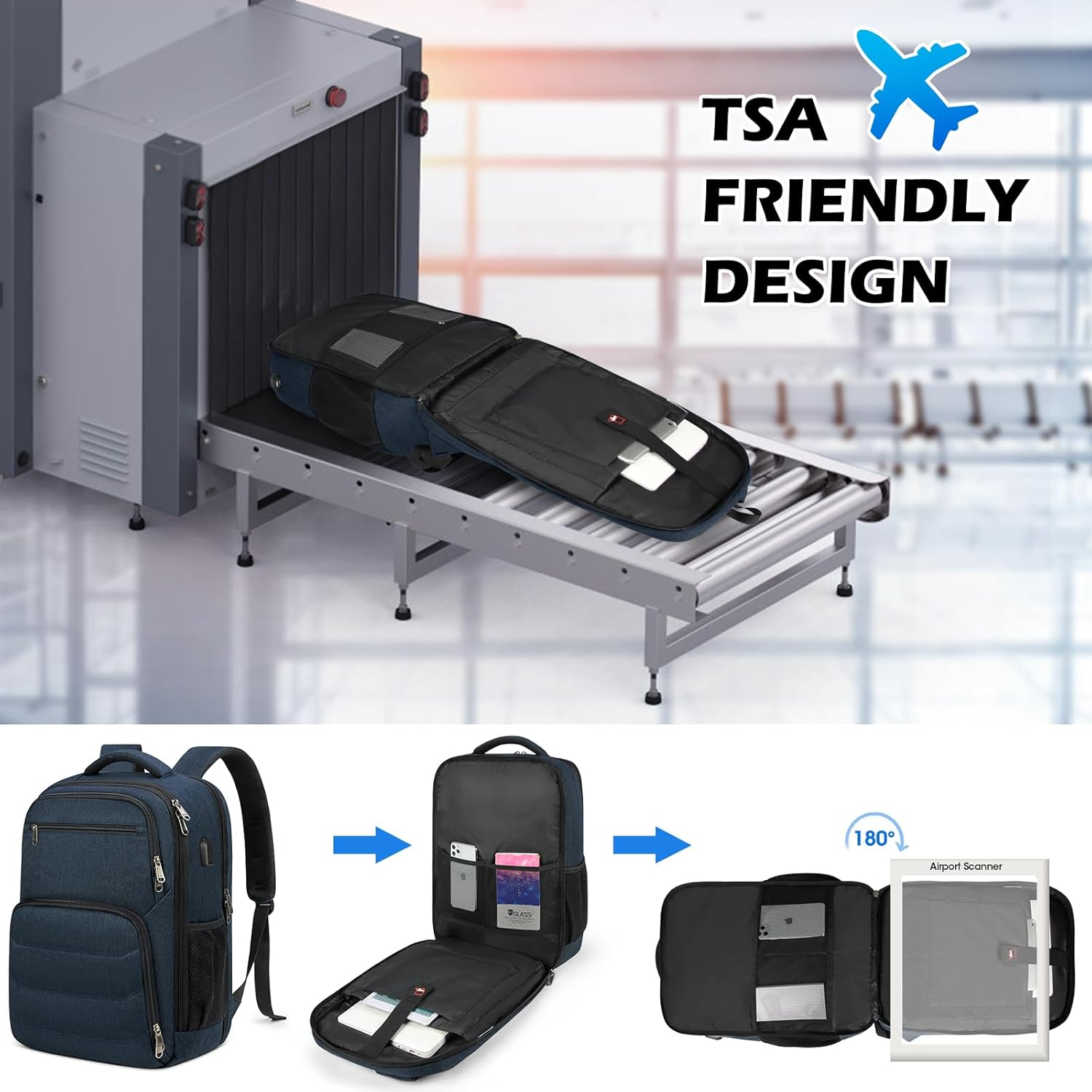 Laptop Backpack 17 Inch Travel Backpack for Men Women Large Waterproof Computer Backpack Work Business College Backpack image number 1