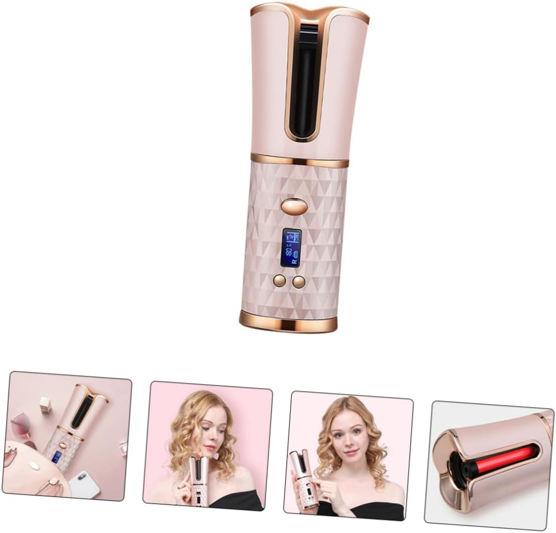 PENIKOKO Automatic Cordless Hair Curler with Temperature Portable Usb Rechargeable Curling Iron for Effortless Styling Suitable for All Hair Types Pink image number 6
