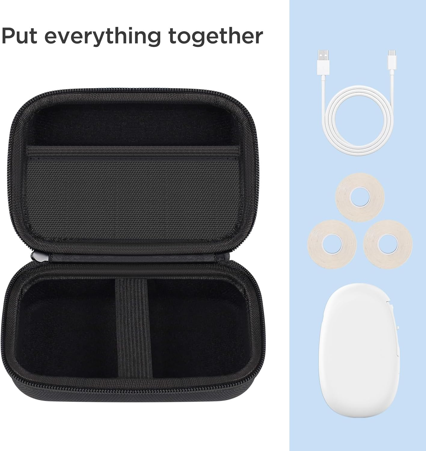 SUPVAN E10 Label Maker Case, Waterproof and Shockproof, Oxford Hard Storage Case for Organization Protection of Mini Bluetooth Label Printer, Black image number 2