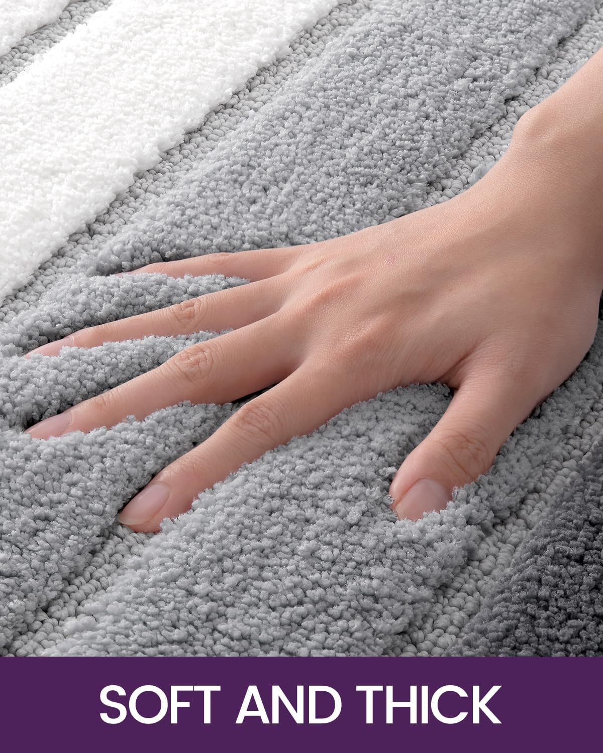 DEXI Bath Mat Bathroom Rug Absorbent Non-Slip Washable Shower Floor Mats Carpet 16"X24", Grey