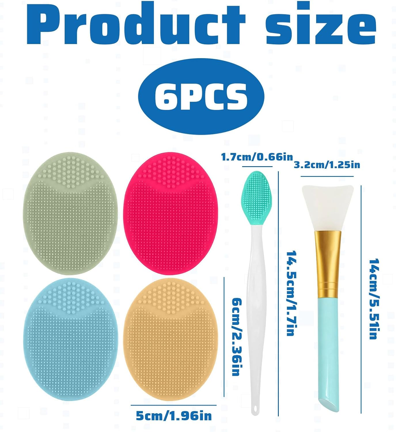 Silicone Face Scrubber, 6Pcs Skin Care Tools, Silicone Scrubber, Facial Pore Cleansing Brush Manual Kit, with Lip Exfoliator Brush, Soft Face Scrubber for Skin Care and Exfoliator