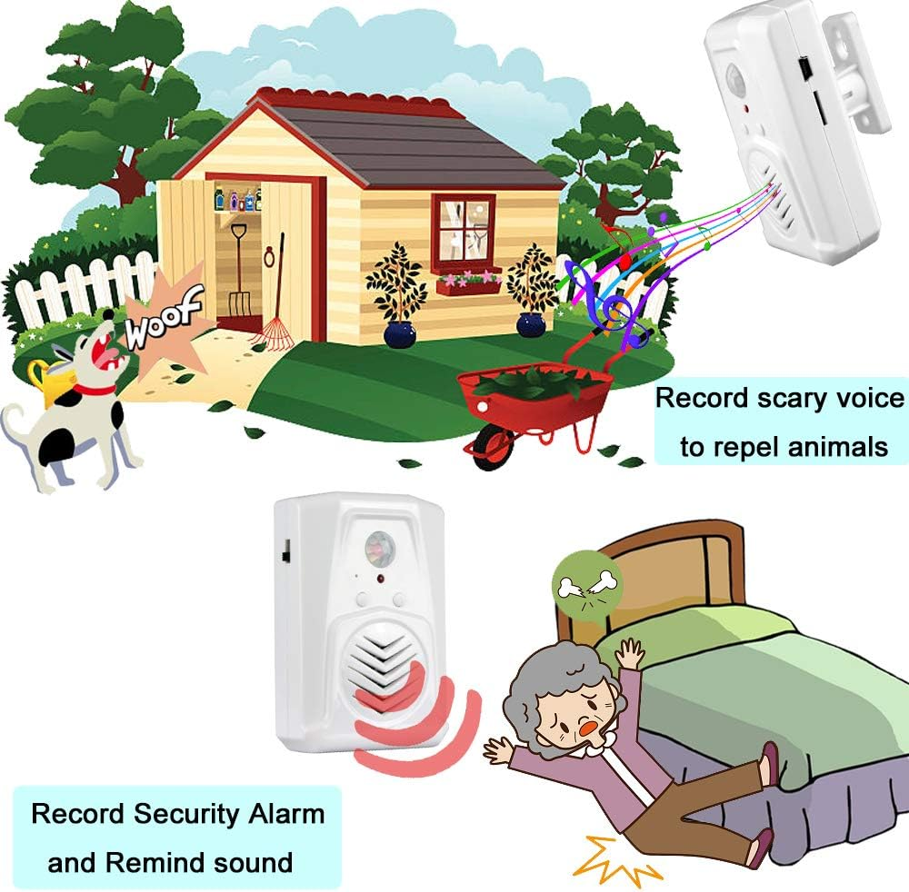 Infrared Motion Sensor Activated Sound Speaker Built with Microphone Record One Voice for Shop Sale, Garage Door Alert, Greeting Visitor Door Chime, Security Reminder image number 5
