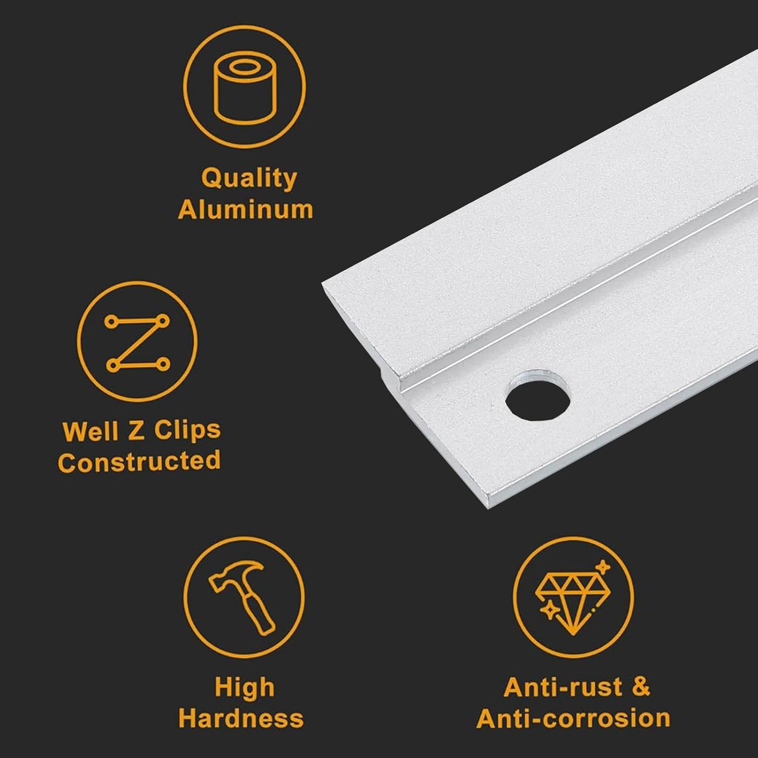 Ymaiss 6Packs 12" French Cleat Hanger Heavy Duty Aluminum Z Bar Clips Z-Hanger Picture Hanging Kit, Interlocking Aluminum Z Clips for Pictures, Mirrors,Frame, Whiteboard, Art, Shelf and Cabinet