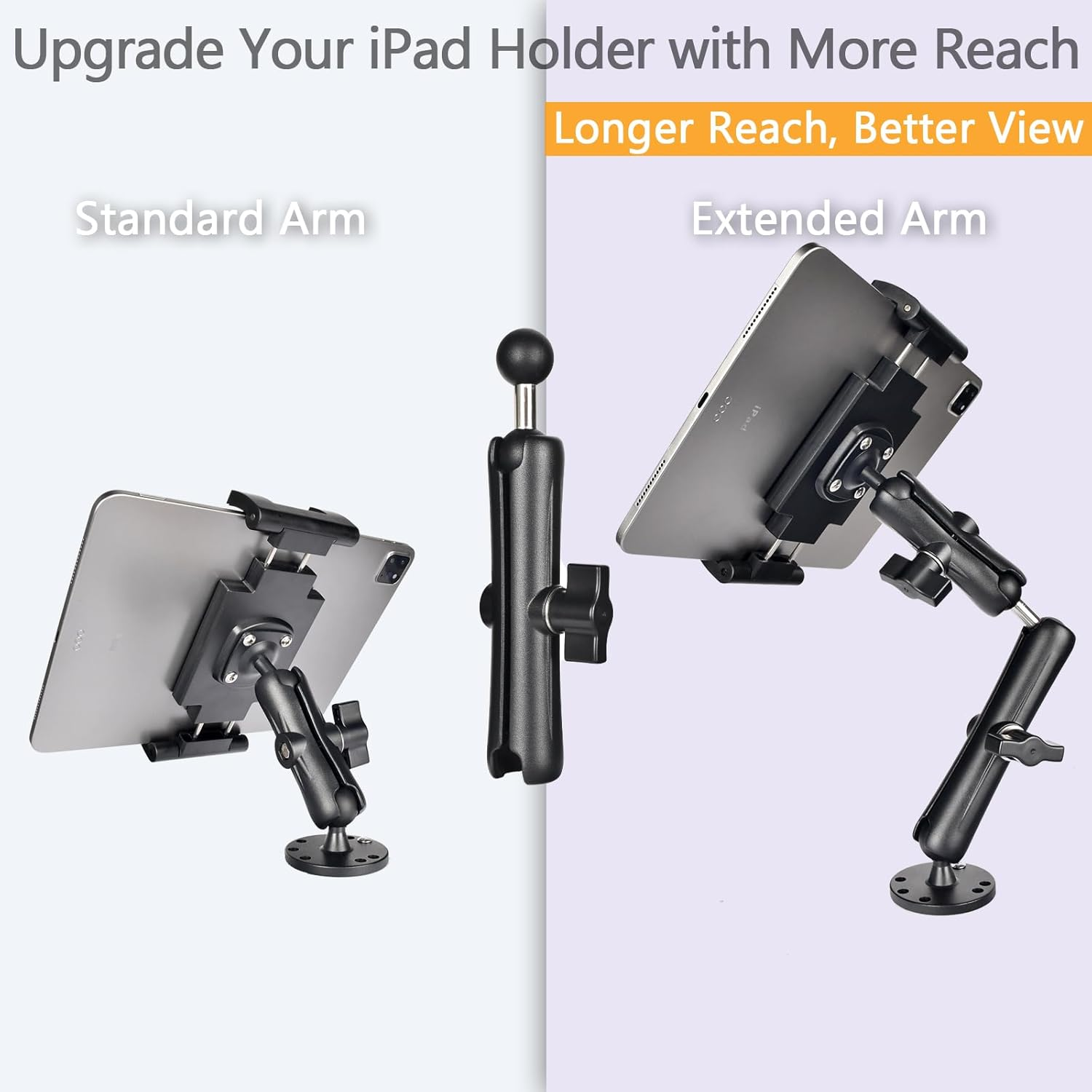 1" Double Socket Arm with Dual Ball Adapter, Aluminum Alloy Extension Arm for RAM B Size, Fits Motorcycle Phone Mount, Tablet Holder, GPS, Fish Finder, Boat,Car,Utv image number 1