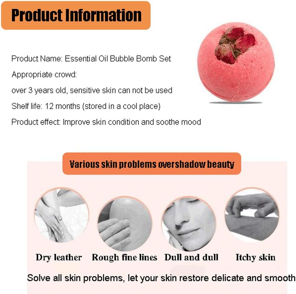 Bath Ball Bath Bombs Gift Set 12 Nourishing Bath Bombs Perfect for Bubble or Spa Bath Natural Floral Fragrance，Skin Rejuvenation, Soothing, Moisturizing XIAOYU image number 5