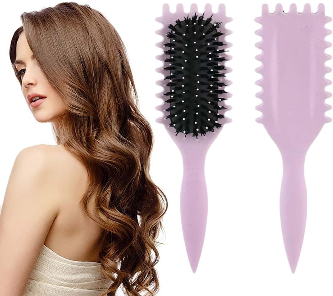 KIRZAX Curling Brush, Curl Brush Curls with Prongs, Define Styling Brush for Combing and Shaping, Curly Hair Brush, Curl Styling Brush, for Defined Trendy Curls, for Women and Men image number 2