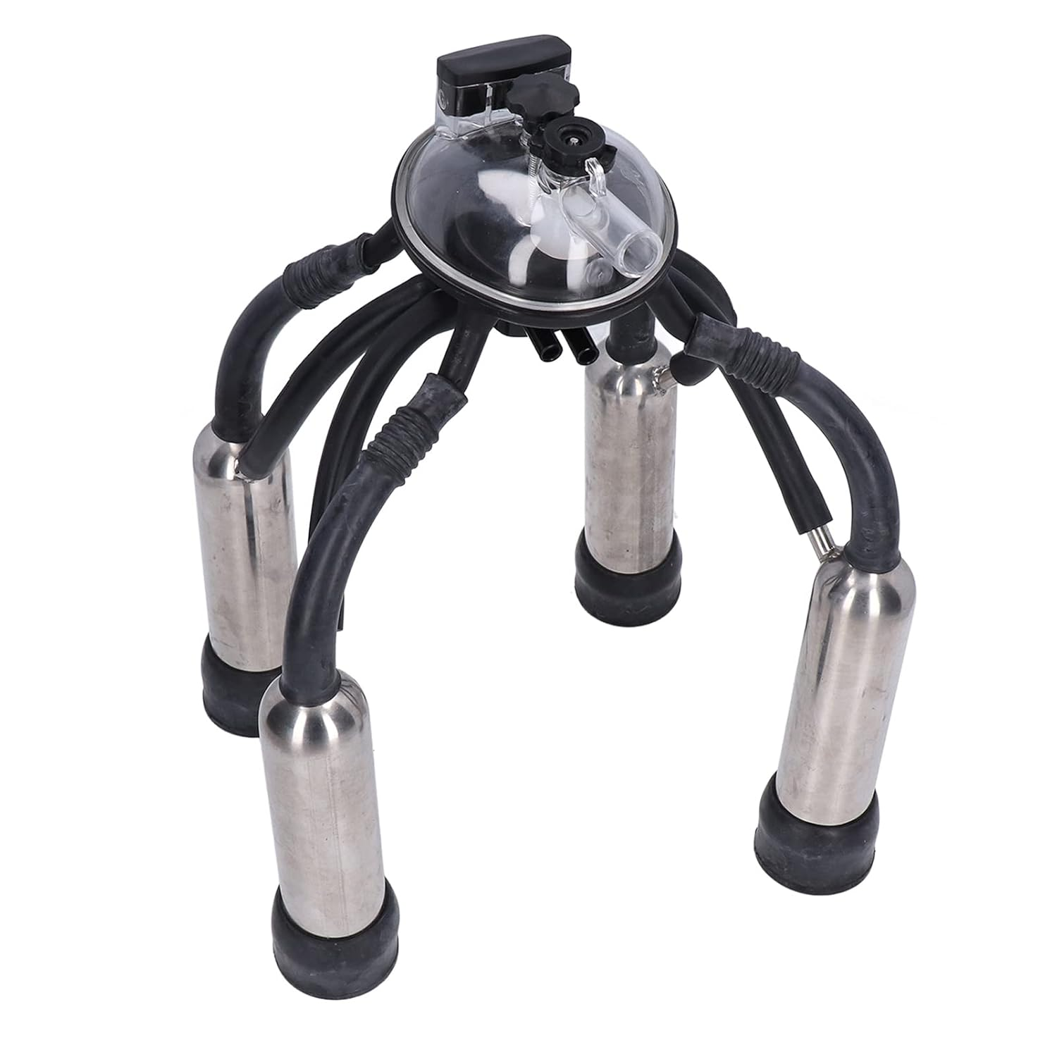 Asixxsix Cow Milking Cluster for Vacuum Pump Milking Machine, Cow Milker Claw Cluster with Silicone Liners, Stainless Steel Shells, Milker Claw Kit, Farm Supplies Accessories For