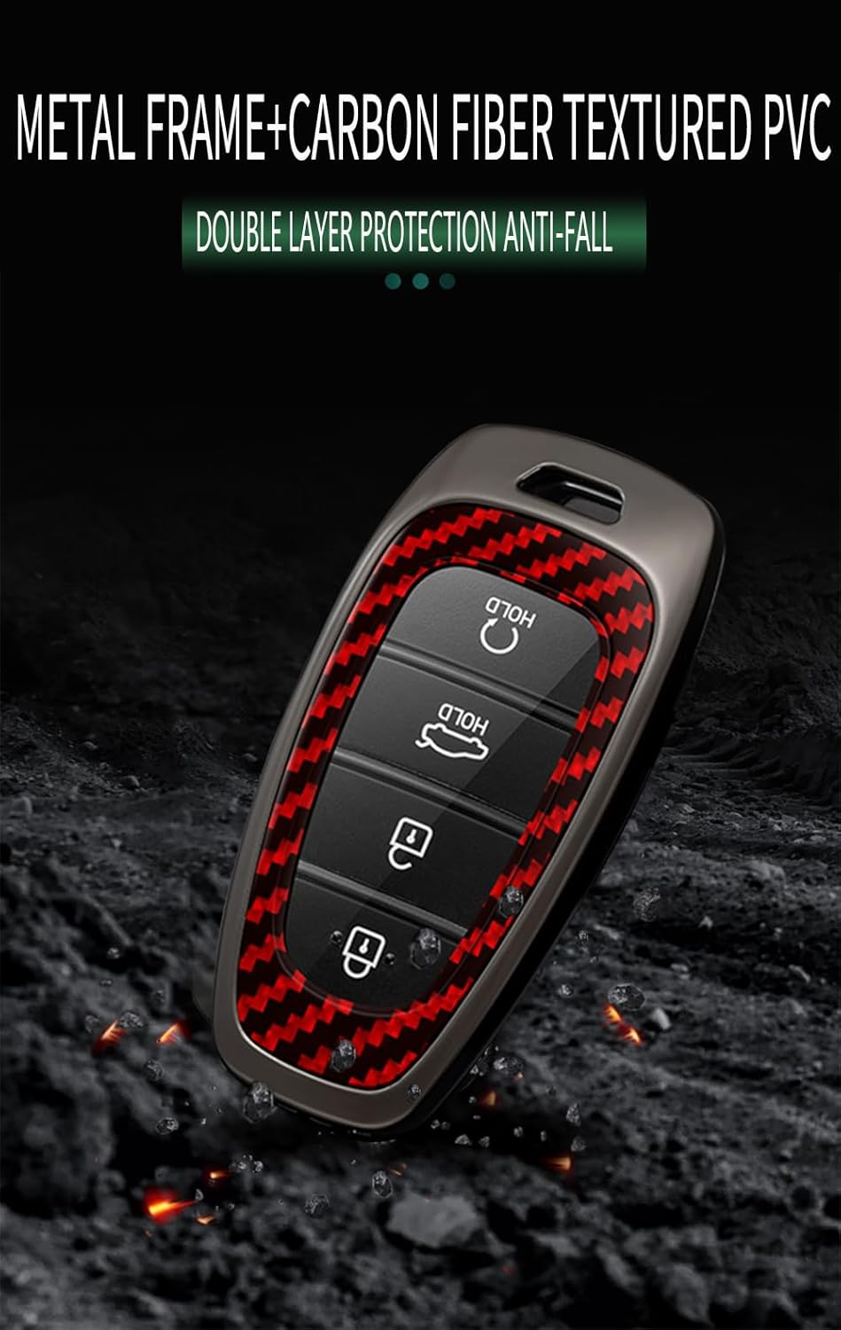 Ontto Alloy Car Key Fob Cover Fit for Hyundai Sonata Hybrid Nexo DN8 Tucson NX4 New Grand Santa Fe Atos Solaris Prime Smart Key Case Shell Holder Bag Keyring Keychain Accessories Black A - A-Black image number 5