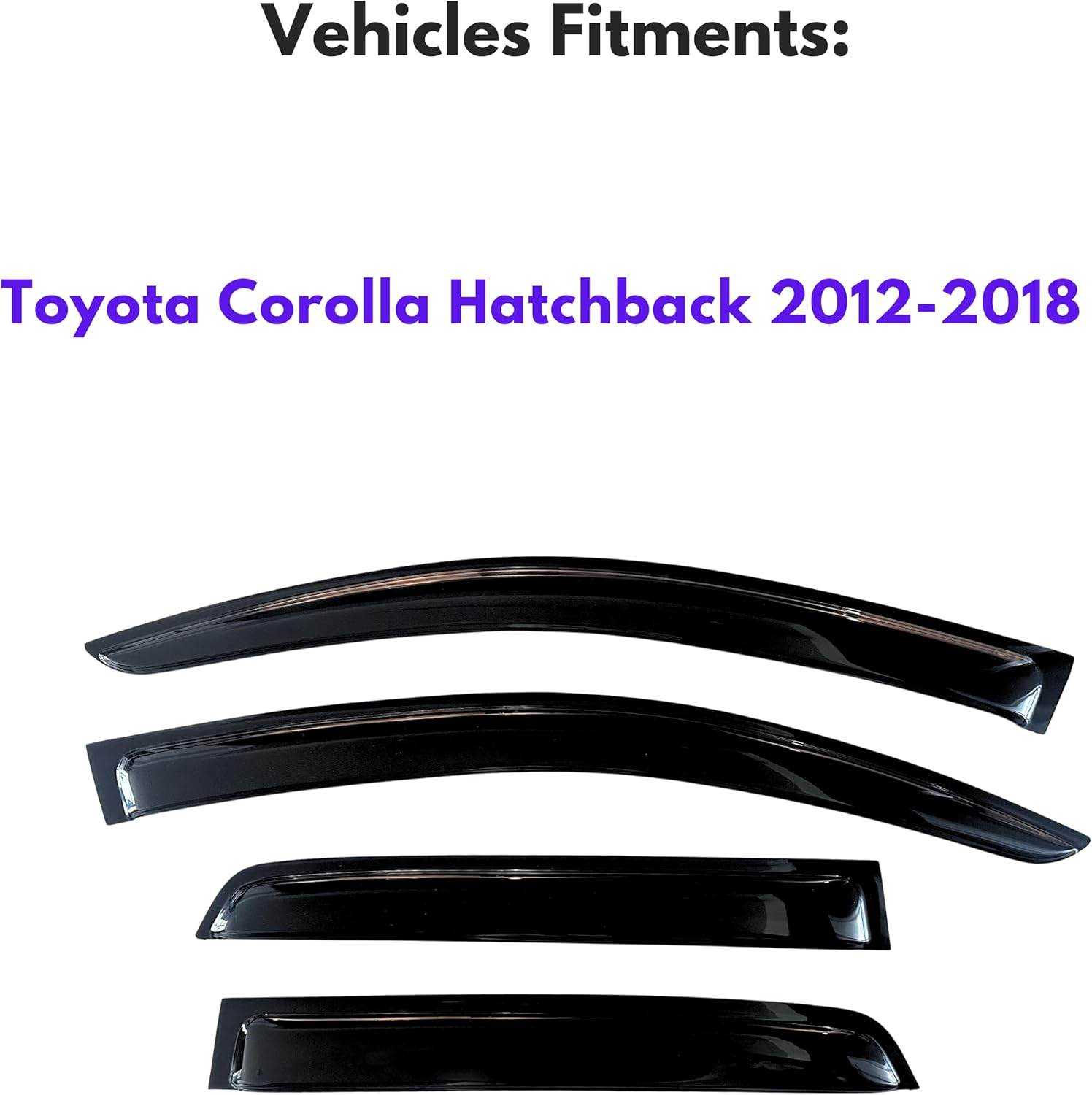 KPY Window Visor Compatible with Toyota Corolla Hatchback 2012-2018, 4PC Rain Guard Side Window Vent Deflectors Tape-On Style, 2012 2013 2014 2015 2016 2017 2018 image number 6