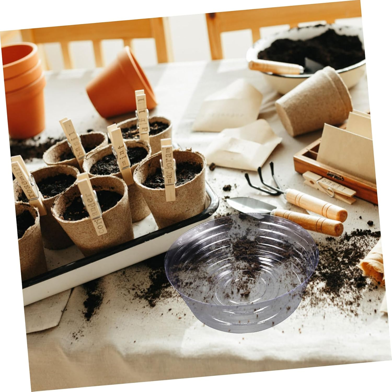 BCOATH 6Pcs round Plant Pot Tray and Flowerpot Saucer for Preventing Water Overflow for Home Gardening and Indoor Decoration image number 4