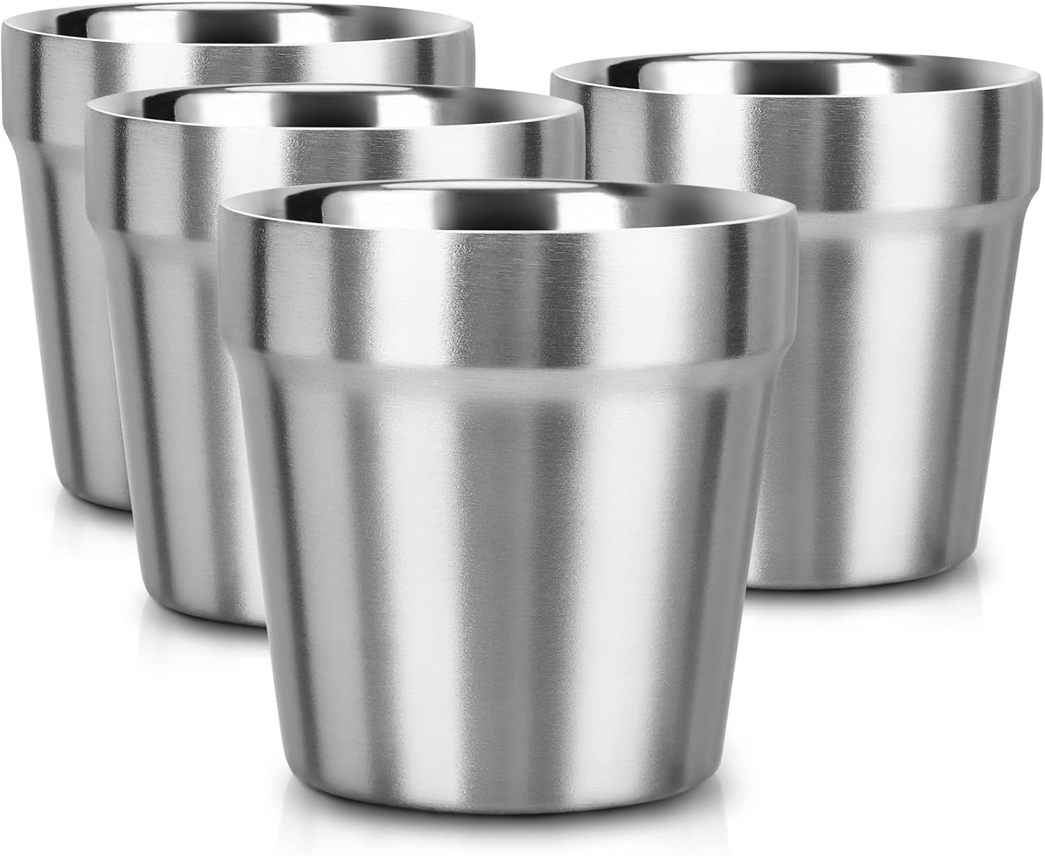 Beasea Mini Stainless Steel Cups, 6 Oz Set of 4 Metal Drinking Cups, Stackable 304 Stainless Steel Cups Double Wall Small Metal Insulated Drinking Cups Glasses for Home Restaurant Party Camping image number 4