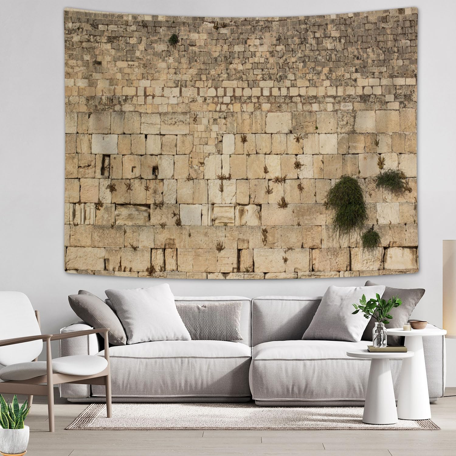 Western Wall Jerusalem City Tapestry Wall Hanging, Kotel Sukkah Decor West Wailing Wall Tapestries for Bedroom Living Room Dorm Office Ceiling Room Wall Art Deocr Stone Wall Blanket Posters 60X40IN image number 5