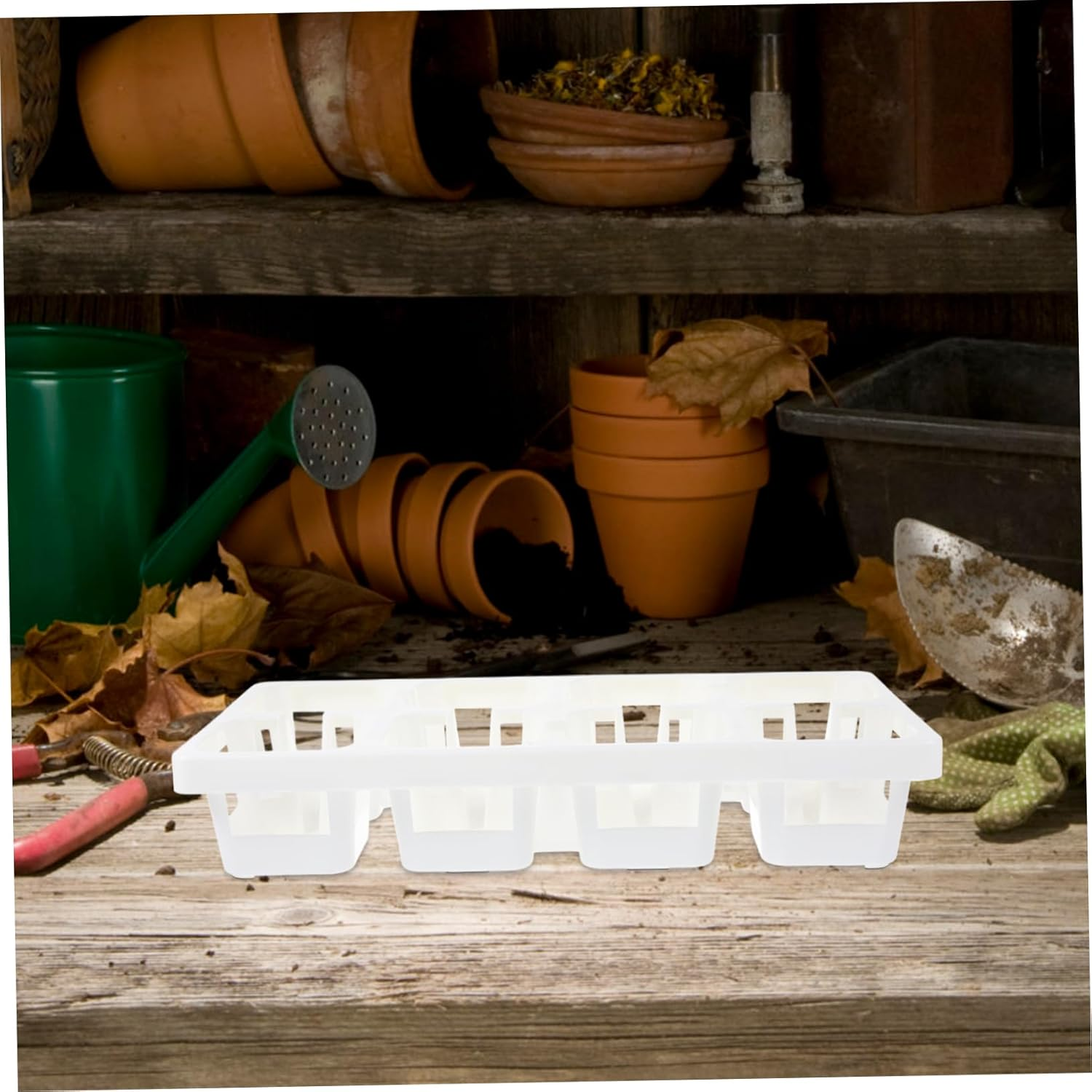 BESPORTBLE 4Pcs Tiny Plastic Planting Tray Rack Succulent Flower Pot Holder Tray Storage for Indoor Outdoor Gardening