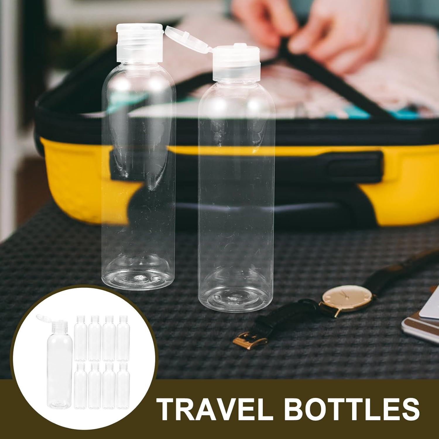 LALADEFIEE 10Pcs Pet Refillable Travel Bottles 200Ml with Flip Cap for Shampoo Lotion Conditioner Toiletries Leak-Proof Plastic Containers for Outdoor and Business Use image number 2