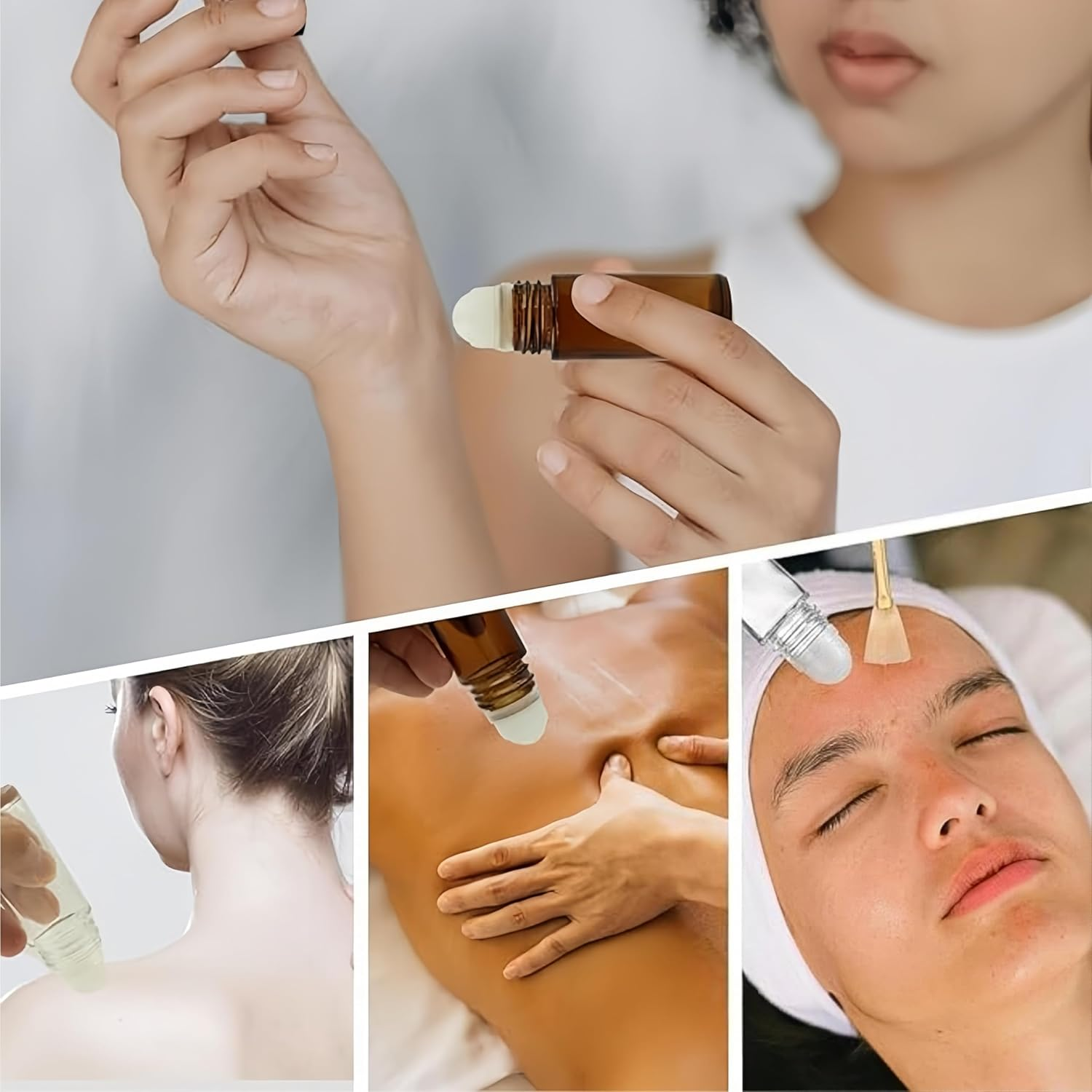 Jindizi 4PCS 30Ml Essential Oil Glass Roller Bottles, Empty Refillable Clear Roll-On Container with Pvc Balls and Lids (Amber) image number 3