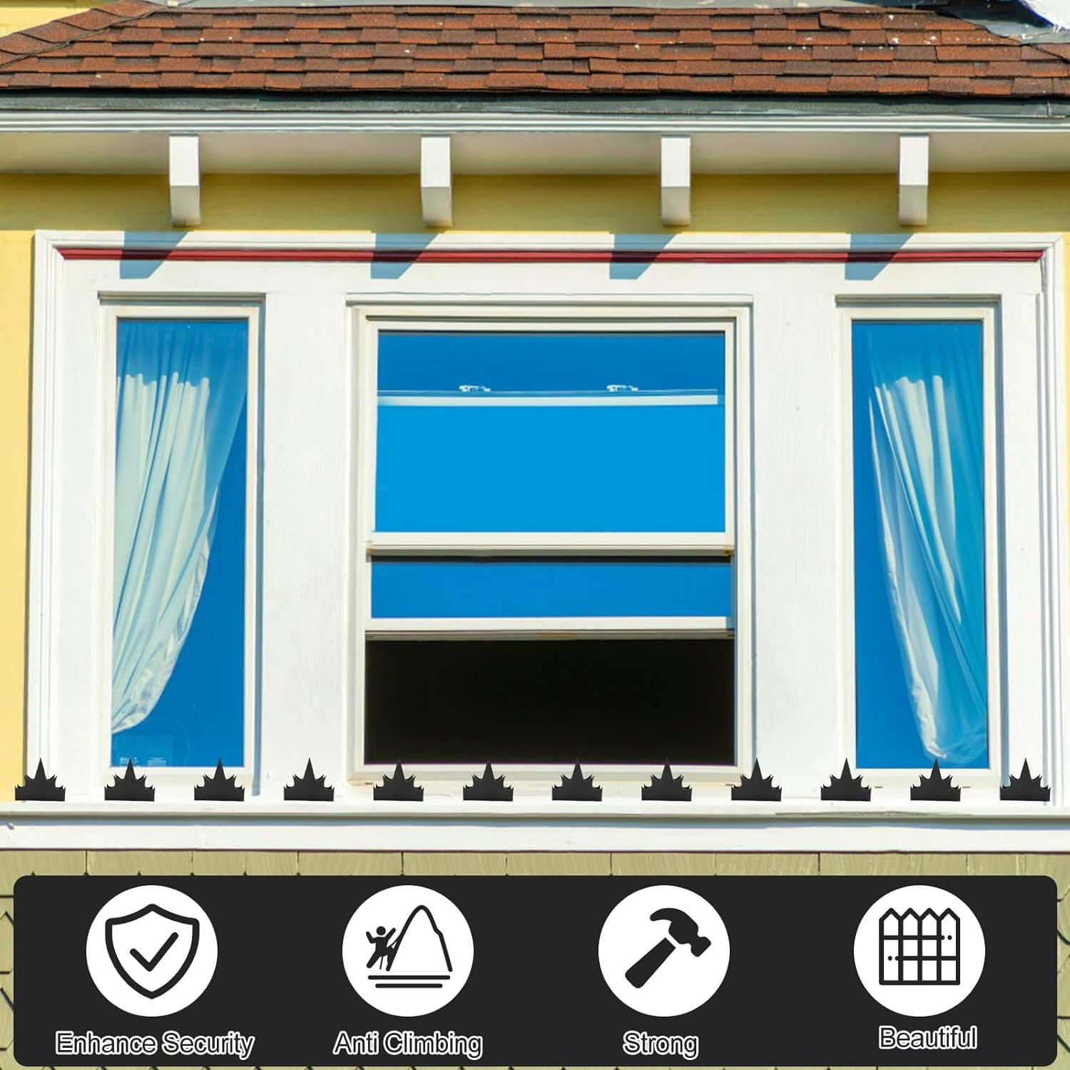 12Pcs Fence Wall Spike Metal Anti-Climb Fence Security Spike with Screw Rust-Proof Intruder Deterrent Spike Sturdy Home Safety Spike for Outdoor Fence Wall ZHAZHAMO image number 2