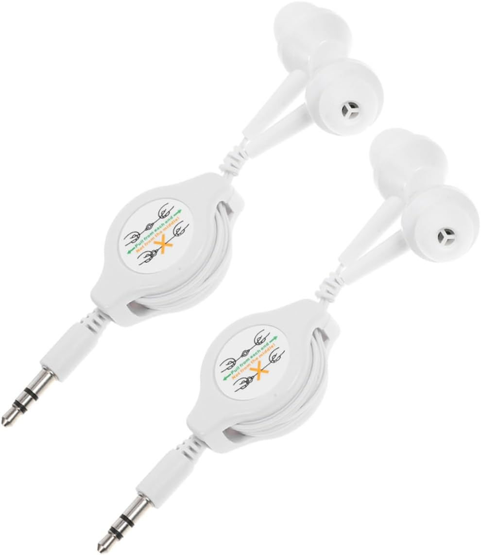 HOMOCONO 2Pcs Dual Retractable In-Ear Earphones Wired Earbuds with Noise Isolation Comfortable Fit for Sports Travel and Daily Use Portable White image number 4