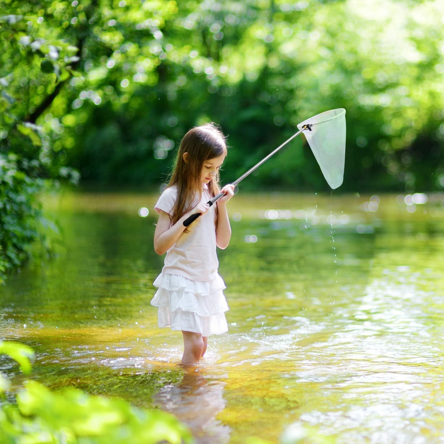 Miners2000 Telescopic Butterfly Nets Stainless Steel Kids Bug Net Outdoor Tools Insects Fishing Net with Storage Bag Extendable from 15 Inches to 59 Inches White image number 4