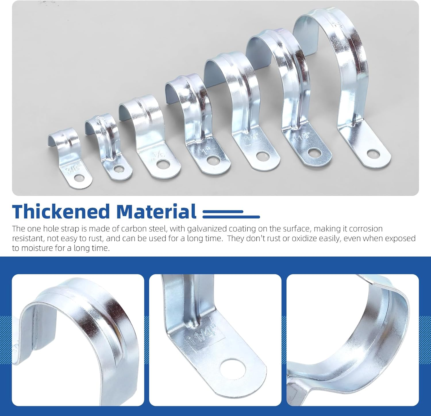 Glarks 20Pcs 1-1/2&rsquo;&rsquo; One Hole Pipe Straps Kit, Zinc Plated Steel EMT Pipe Straps with 1 Hole, EMT Conduit Clamp Single Hole Pipe Clamp for EMT Conduit Pipe Fixing image number 1