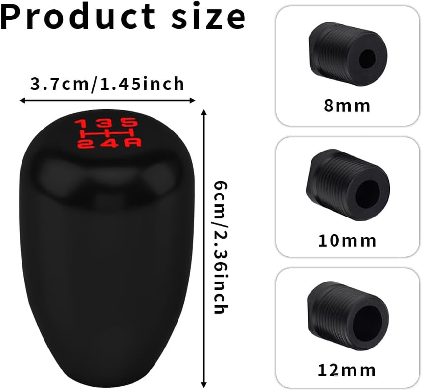 Kutyun Shifter Knob, Gear Shift Knob, Shift Lever Knob, Weighted Shift Knob 5 Speed, Car Stick Shift Knob with Adapter, Aluminum Alloy Manual Shift Knob, Car Accessories for Most Vehicles (Black) image number 2
