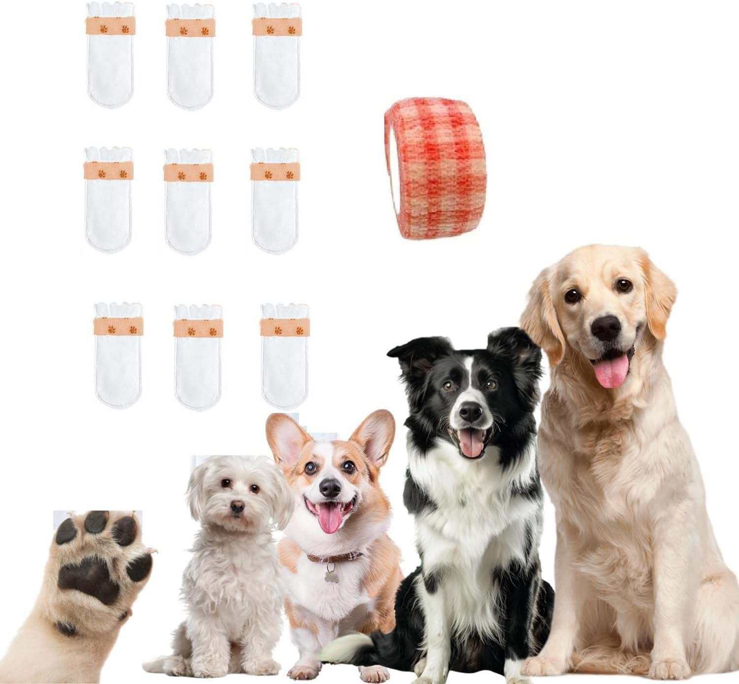 Disposable Dog Boots Paw Protectors Dog Shoes for Small Size Dogs 20 Pcs Pet Shoes with Adjustable Dog Paw Bandage Waterproof Dog Foot Paws Covers Booties for Outdoor & Indoor Walking (White, S) image number 1
