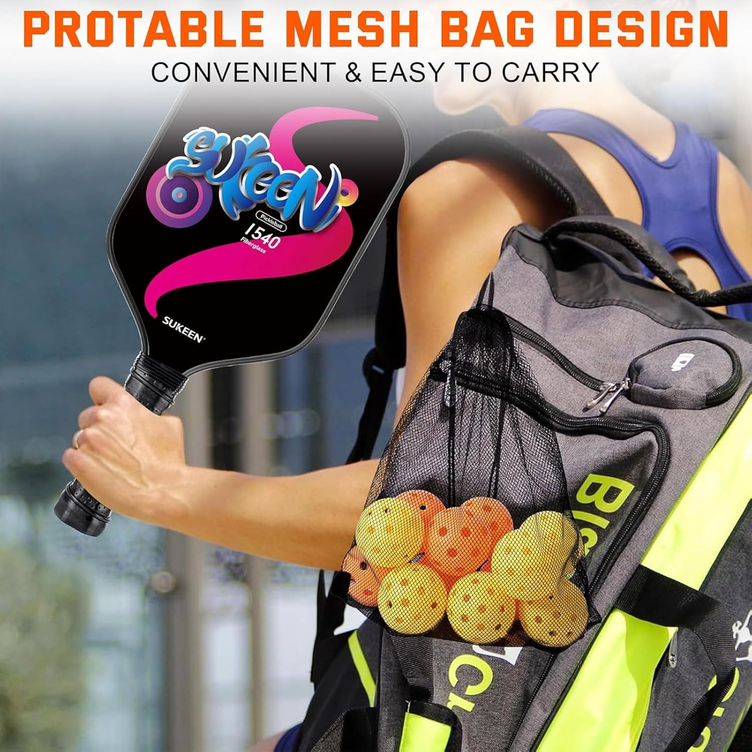 Outdoor Pickleball Balls with Mesh Bag, 40 Holes Pickleball Balls Outdoor, High Bounce Compatible with All Pickleball Paddles, Perfect for Beginners and Intermediate Players(12Pcs) image number 2