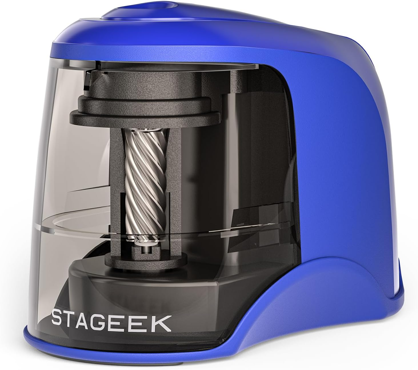 STAGEEK Electric Pencil Sharpener with Container, Battery Sharpener for 6-8 Mm Pencils/Colouring Pencils, Electric Sharpener with Box, Battery and USB Two Modes, Auto Stop, Office, Blue image number 2