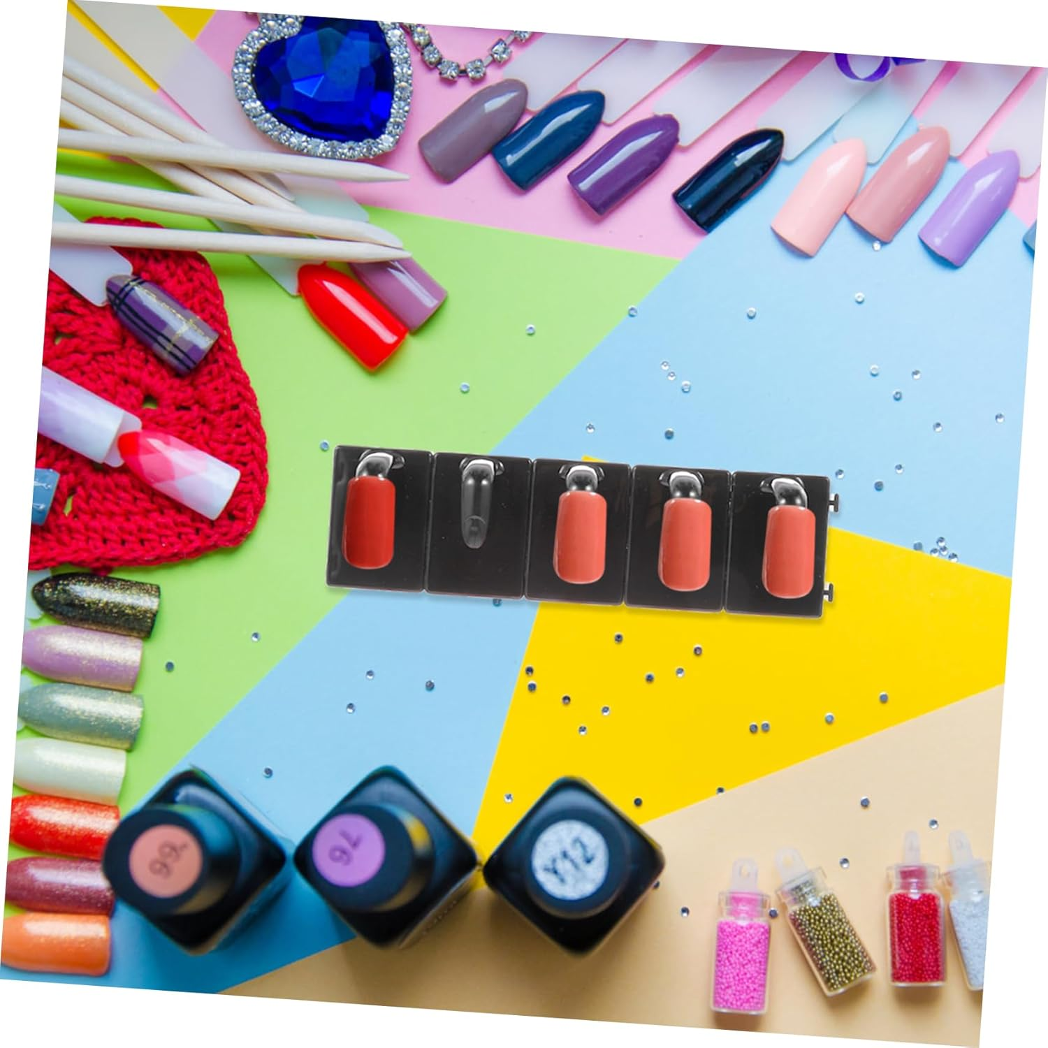 BIUDECO 4Pcs Nail Art Practice Base Nail Accessories Diy Rack Display Stands Random Color image number 4