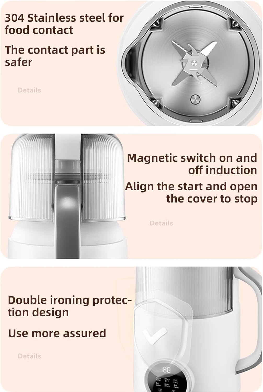 Nut Milk Maker, Lyeef 800Ml Automatic Soy Milk Maker, Almond, Coconut, Oat, Soy, Purees, Plant-Based Milk Maker Machine, 12H Reservation, Low Noise, Touch Screen,Self-Clean Juicer image number 3