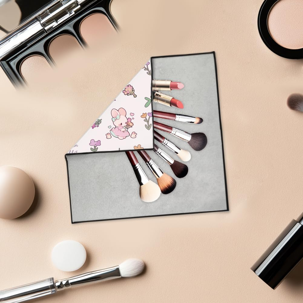 2 Sheets Self-Adhesive Magic Cloth Cute Rabbit Travel Makeup Bag Organizer & Scratch-Resistant Camera Lens Protective Wrap, Reusable Portable Cosmetic Pouch (50X50Cm/35X35Cm), Pink