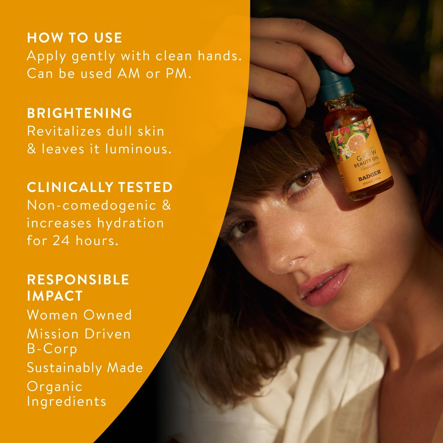 Badger Seabuckthorn Face Oil - 1 Fl Oz Glass Bottle image number 6