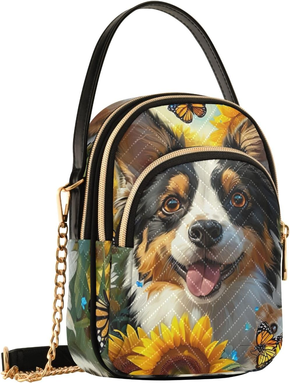 GAIREG Dog Pets Sunflower Quilted Bag Small Handbags for Women - Angry Bull image number 5