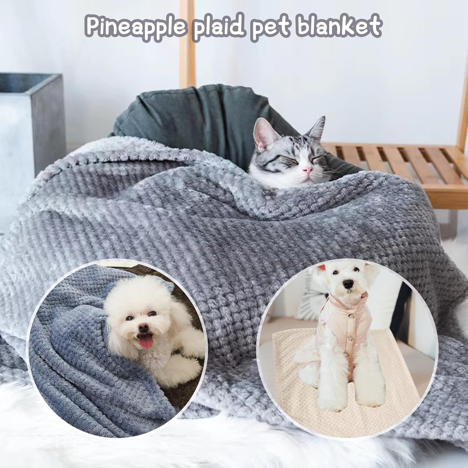 Warm Soft Fuzzy Blanket Dog Blanket Cat Blanket,3Pcs Flannel Fuzzy Washable Soft Warm Pet Bed Cover Blanket,Small Flannel Kitten Blanket Fleece Soft and Warm Fuzzy Pet Throw Fleece Flannel Pet Blanket image number 4